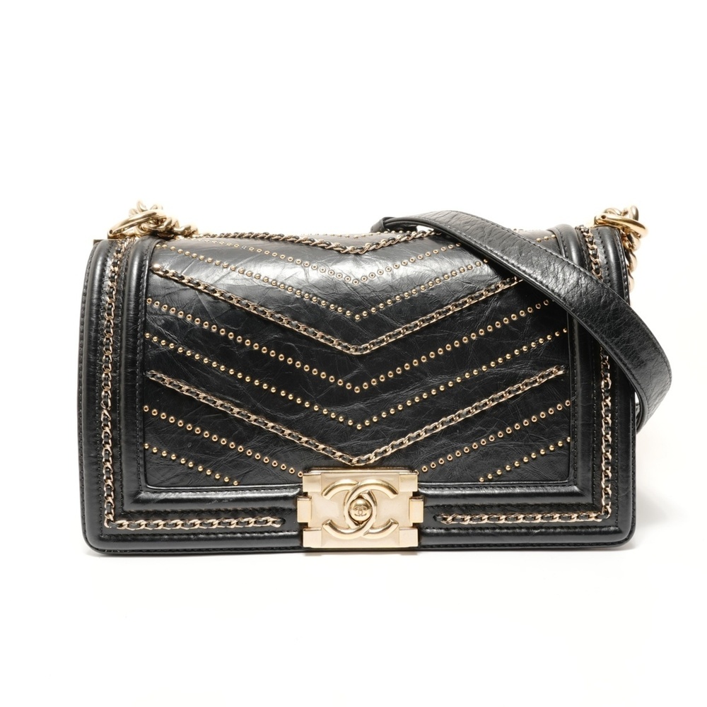 Chanel Boy Chain Medium Shoulder Bag, Black